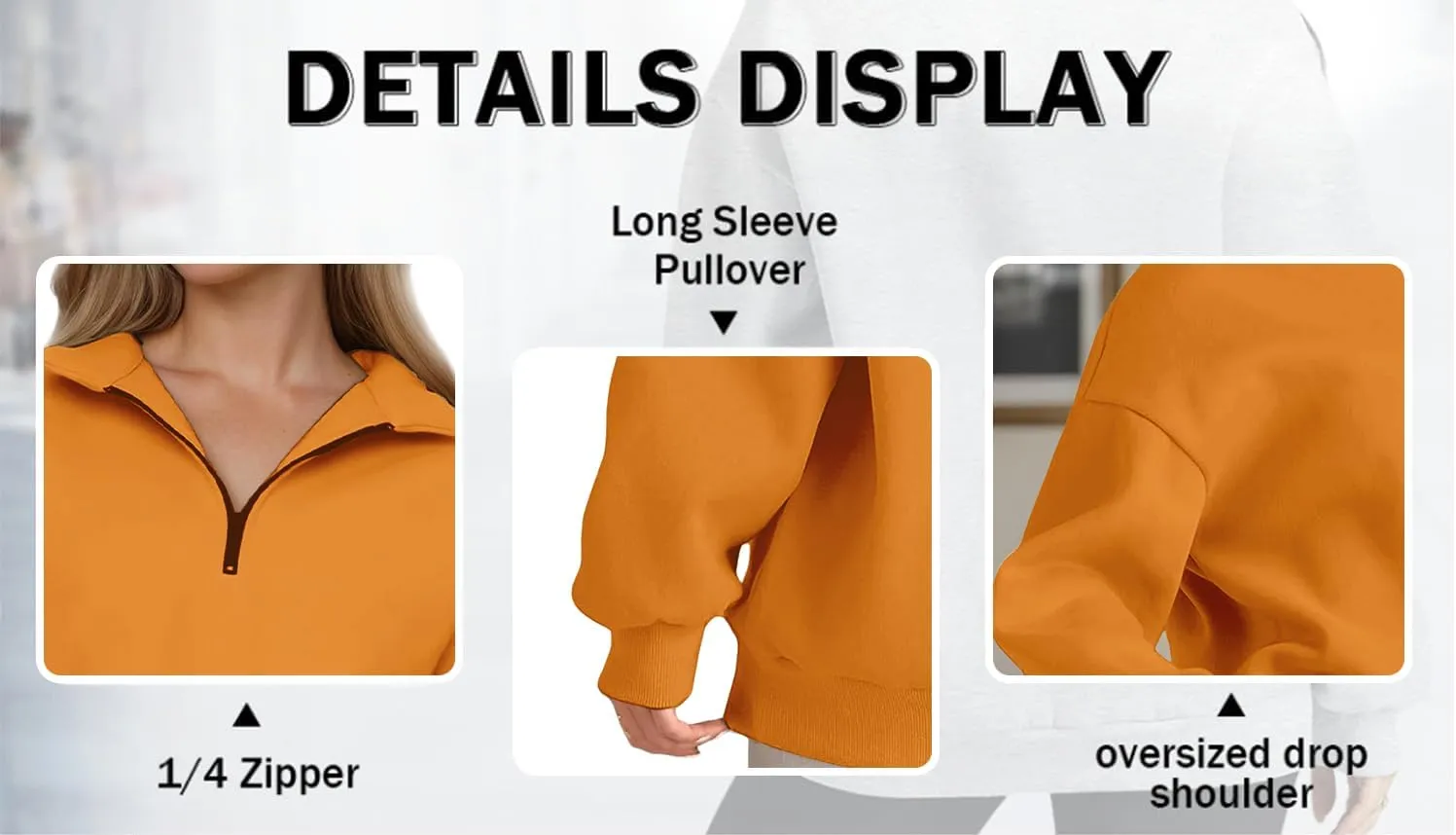 Women Half Zip Oversized Sweatshirts Fall Fashion Hoodies Pullover Long Sleeve Shirts Clothes