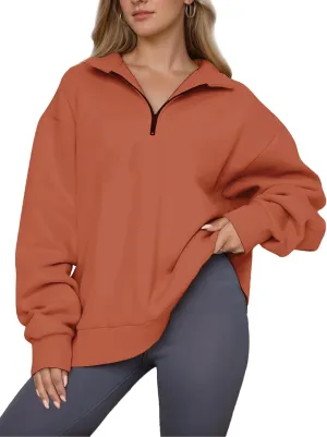 Women Half Zip Oversized Sweatshirts Fall Fashion Hoodies Pullover Long Sleeve Shirts Clothes