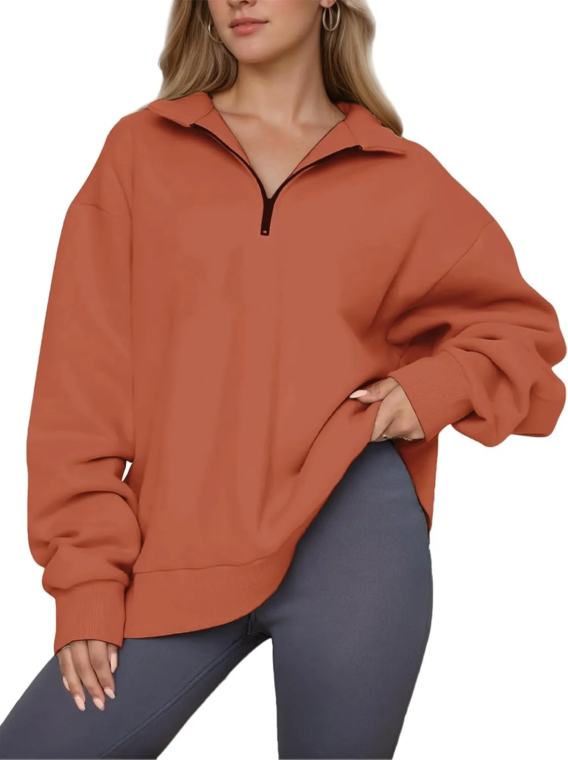 Women Half Zip Oversized Sweatshirts Fall Fashion Hoodies Pullover Long Sleeve Shirts Clothes