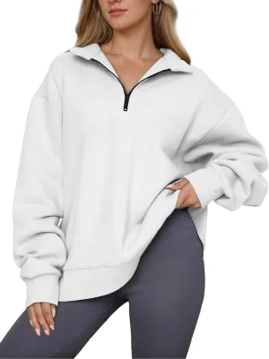 Women Half Zip Oversized Sweatshirts Fall Fashion Hoodies Pullover Long Sleeve Shirts Clothes