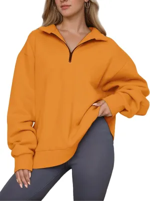 Women Half Zip Oversized Sweatshirts Fall Fashion Hoodies Pullover Long Sleeve Shirts Clothes
