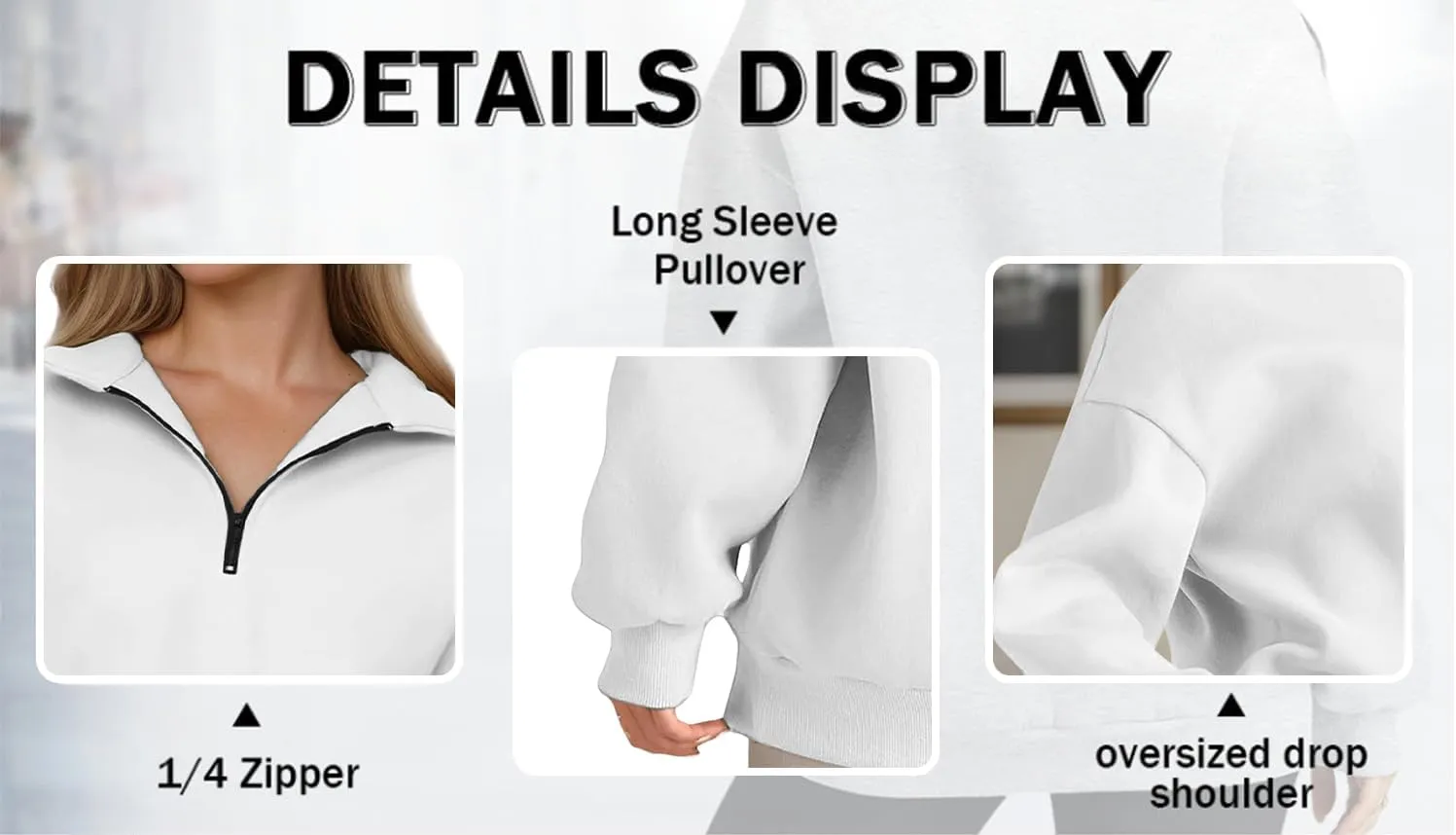 Women Half Zip Oversized Sweatshirts Fall Fashion Hoodies Pullover Long Sleeve Shirts Clothes