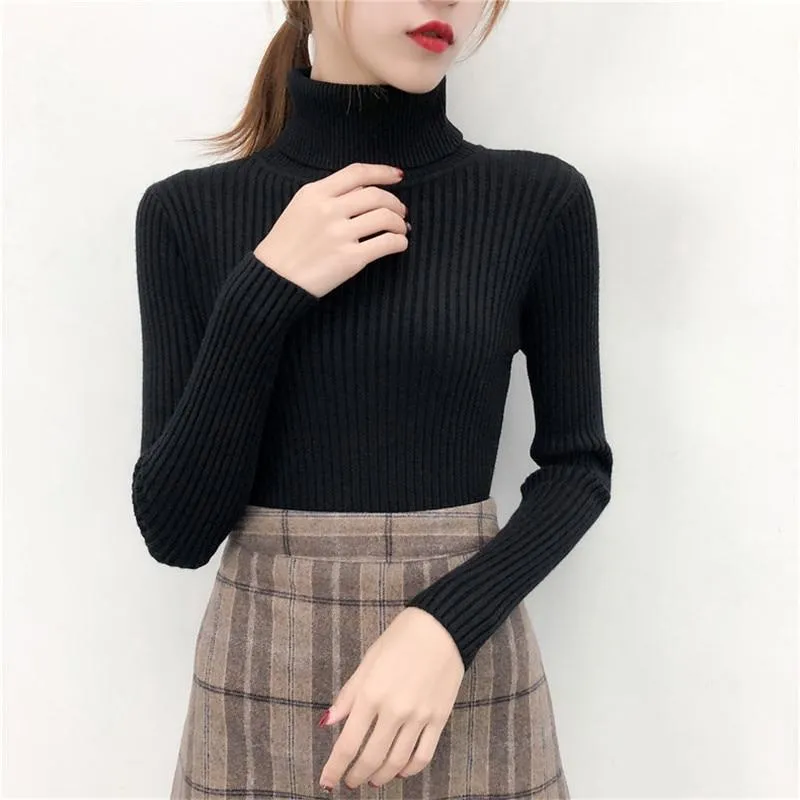Women Sweater Casual Solid Turtleneck Female Pullover Full Sleeve Warm Soft Spring Autumn Winter Knitted Cotton