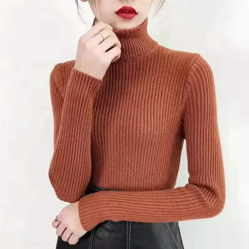 Women Sweater Casual Solid Turtleneck Female Pullover Full Sleeve Warm Soft Spring Autumn Winter Knitted Cotton