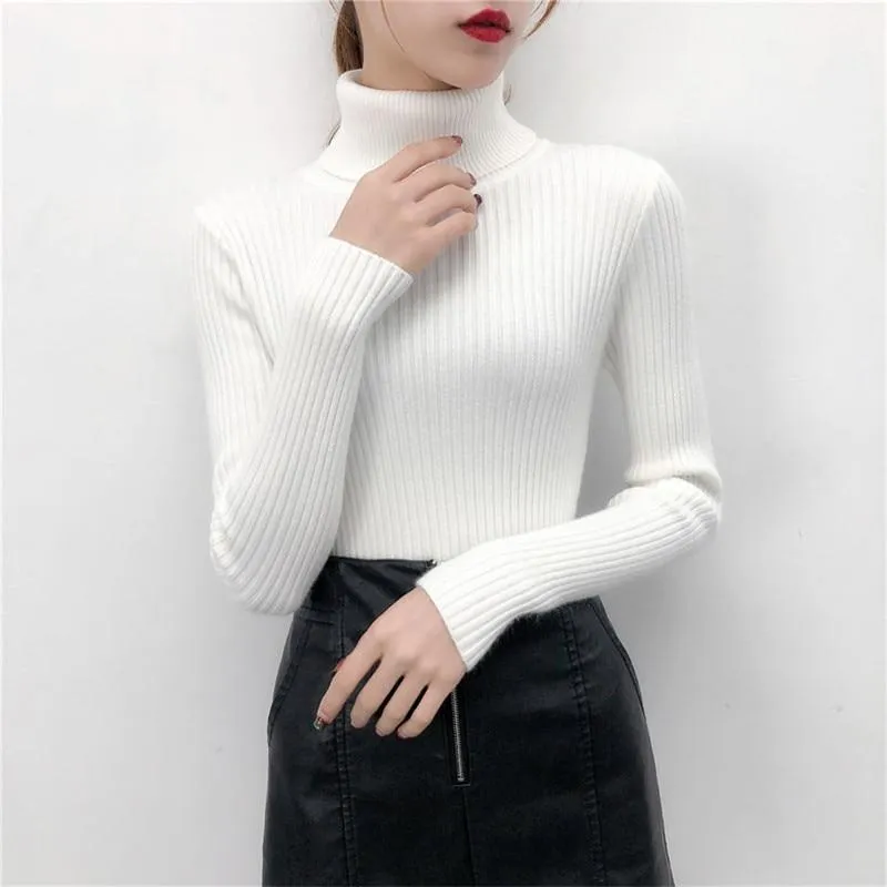 Women Sweater Casual Solid Turtleneck Female Pullover Full Sleeve Warm Soft Spring Autumn Winter Knitted Cotton