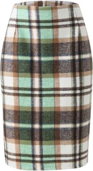 Womens High Waist Plaid Skirt Bodycon Pencil Wool Mini Skirts Dressy Casual Flannel Work Date Hip-Covering Skirt