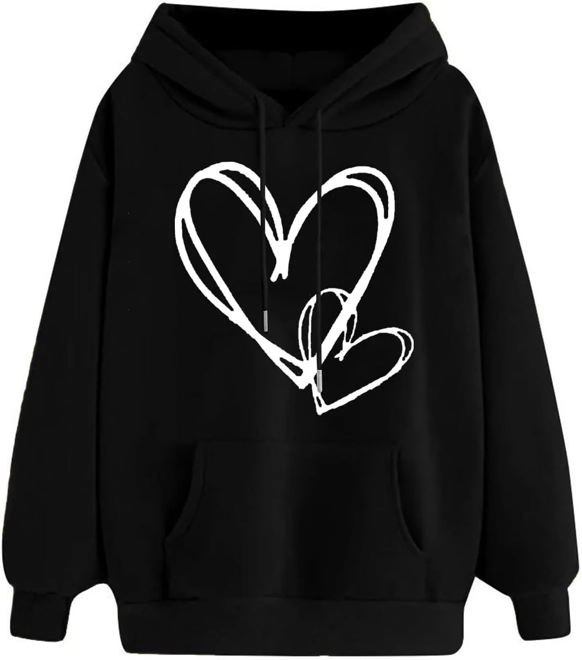 Womens Hoodies Cute Heart Graphic Sweatshirts Fashion Long Sleeve Pullover Teen Girls Casual Soft Tops Fall Outfits