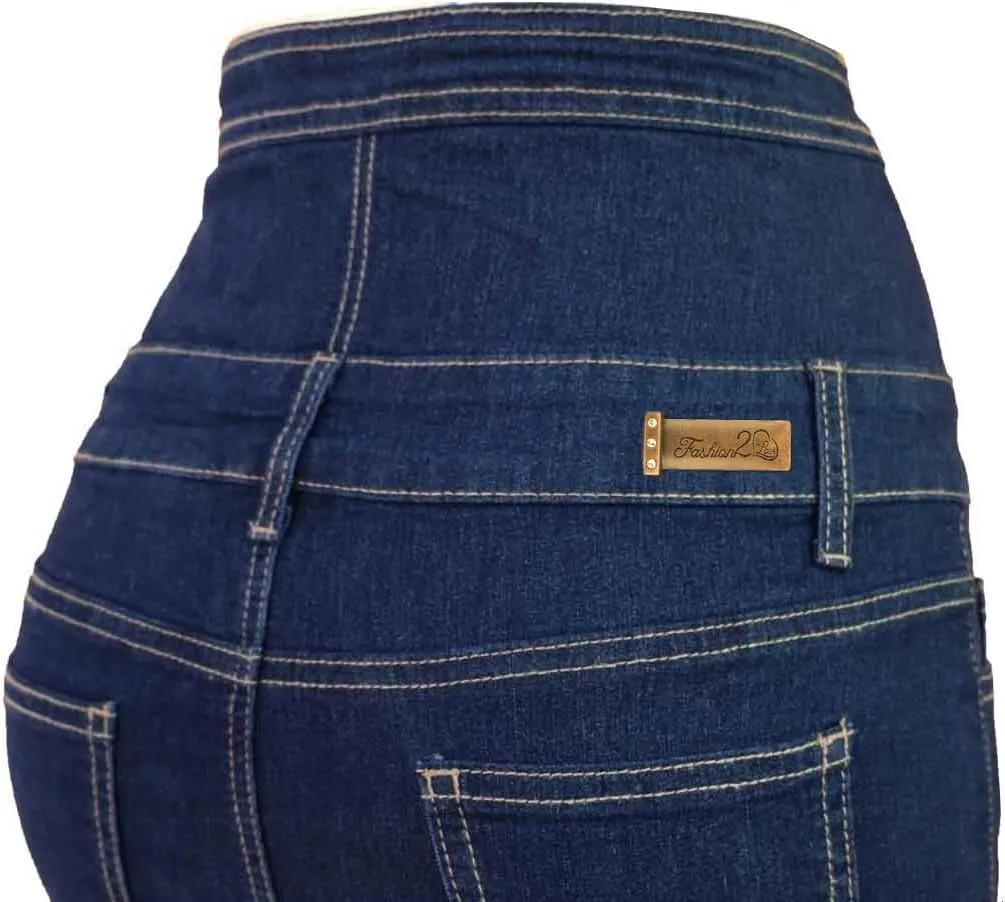 Womens Juniors/Plus Size High Waist Long/Knee Length Midi Pencil Denim Skirt