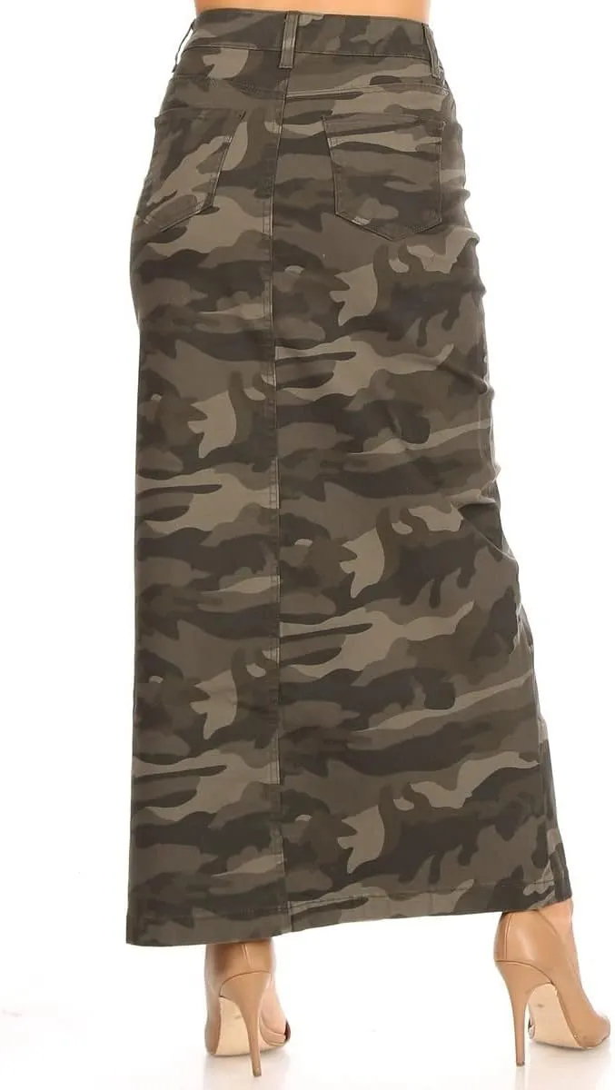 Womens Juniors/Plus Size High Waist Long/Knee Length Midi Pencil Denim Skirt