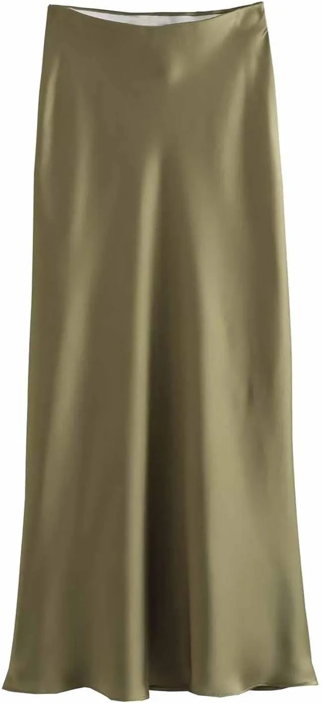 Women's Long Skirt Dressy Casual High Waisted A Line Flowy Ruffle Elegant Party Skirts Trendy Comfortable Solid Skirt