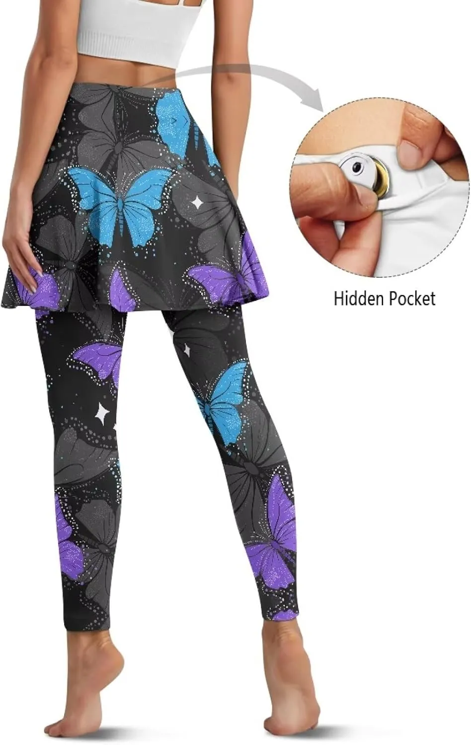 Women's Skirted Leggings Stretch High Waist Long Pants with Skirts Stylish Tennis Pickball Skorts with Pockets
