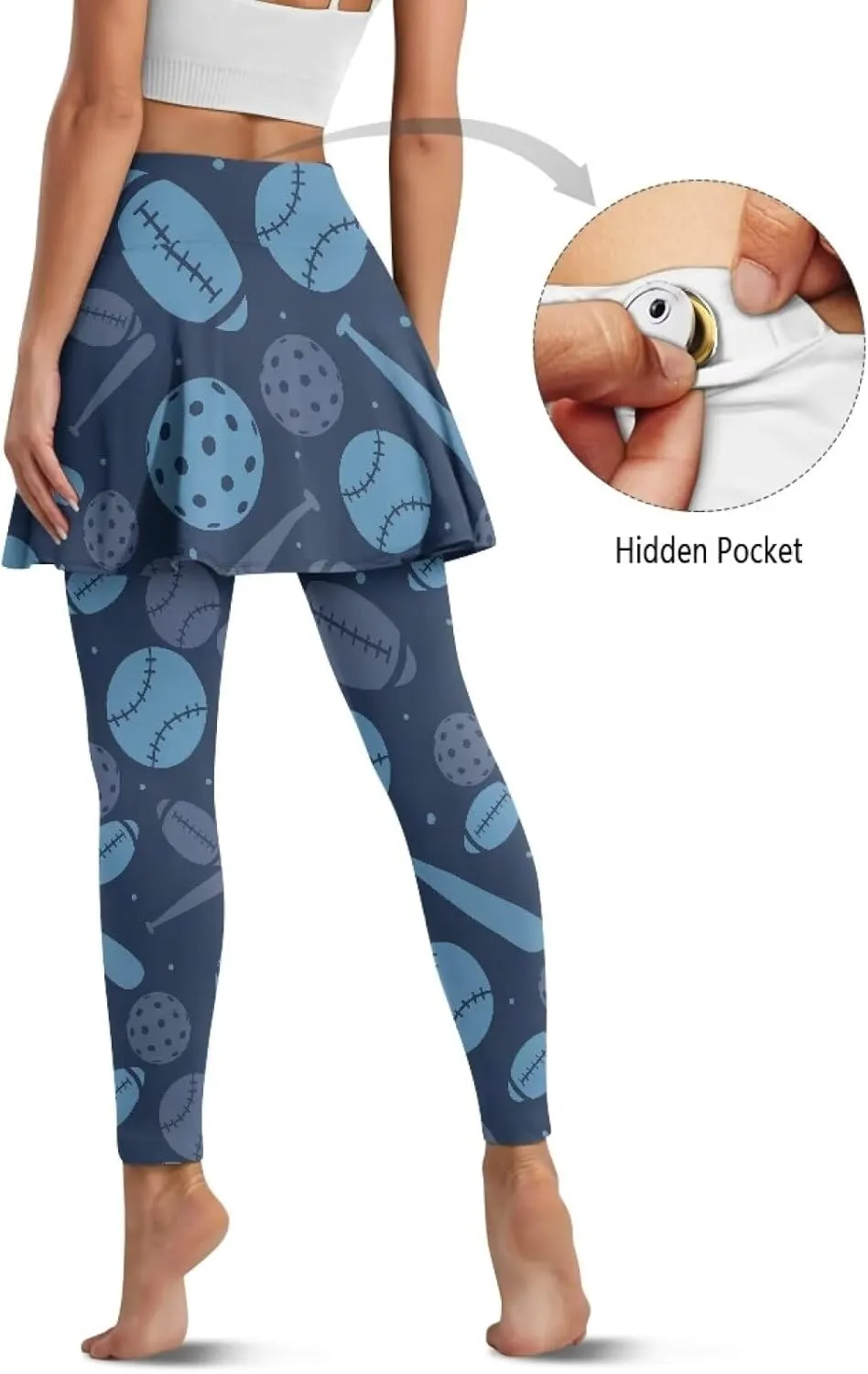 Women's Skirted Leggings Stretch High Waist Long Pants with Skirts Stylish Tennis Pickball Skorts with Pockets