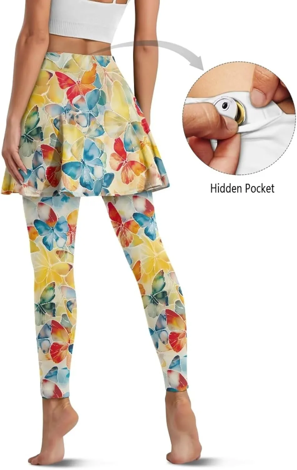Women's Skirted Leggings Stretch High Waist Long Pants with Skirts Stylish Tennis Pickball Skorts with Pockets