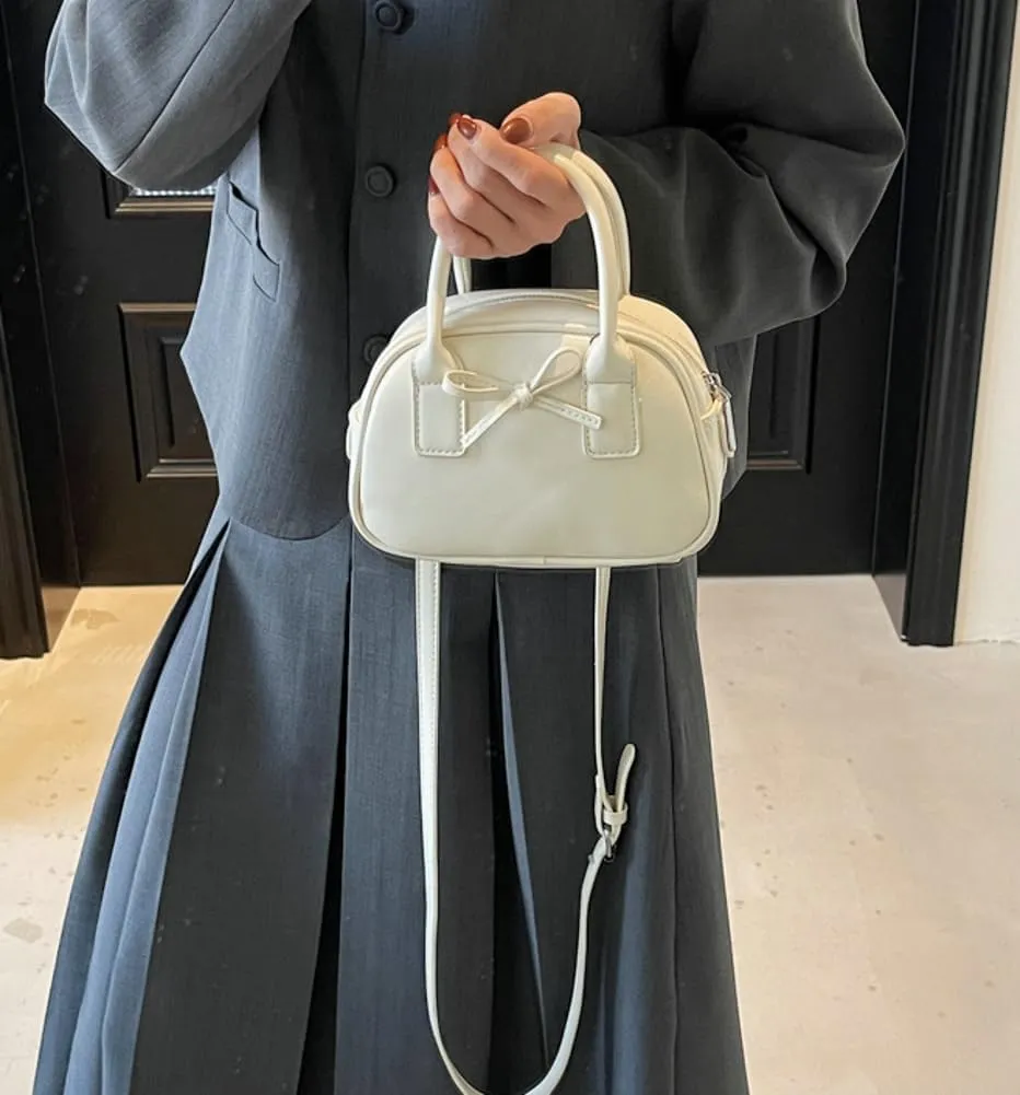 Womens Small Shoulder Handbag Cute Bow-tie Boston Crossbody Bag Soft PU Leather Hobo Bag Stylish Purse 2025