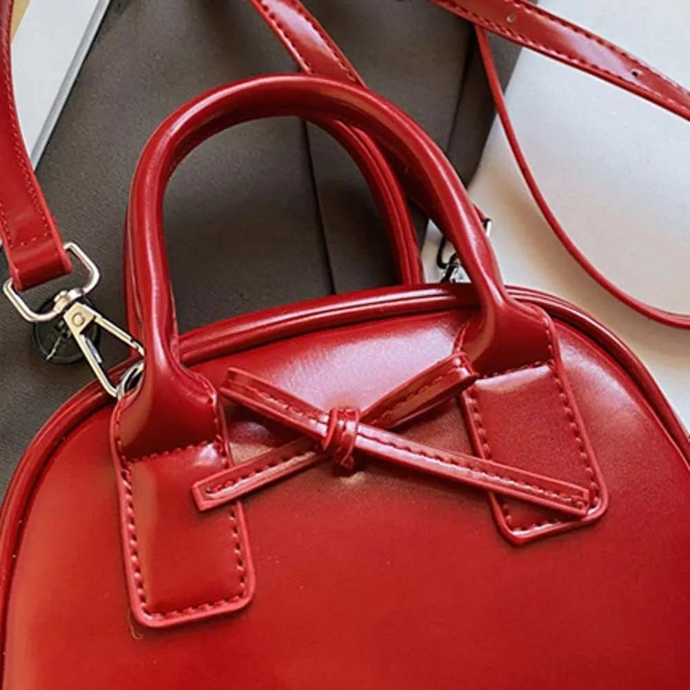 Womens Small Shoulder Handbag Cute Bow-tie Boston Crossbody Bag Soft PU Leather Hobo Bag Stylish Purse 2025