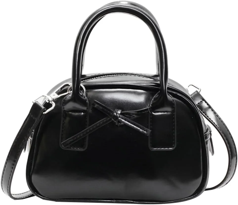 Womens Small Shoulder Handbag Cute Bow-tie Boston Crossbody Bag Soft PU Leather Hobo Bag Stylish Purse 2025