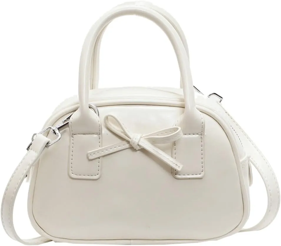 Womens Small Shoulder Handbag Cute Bow-tie Boston Crossbody Bag Soft PU Leather Hobo Bag Stylish Purse 2025