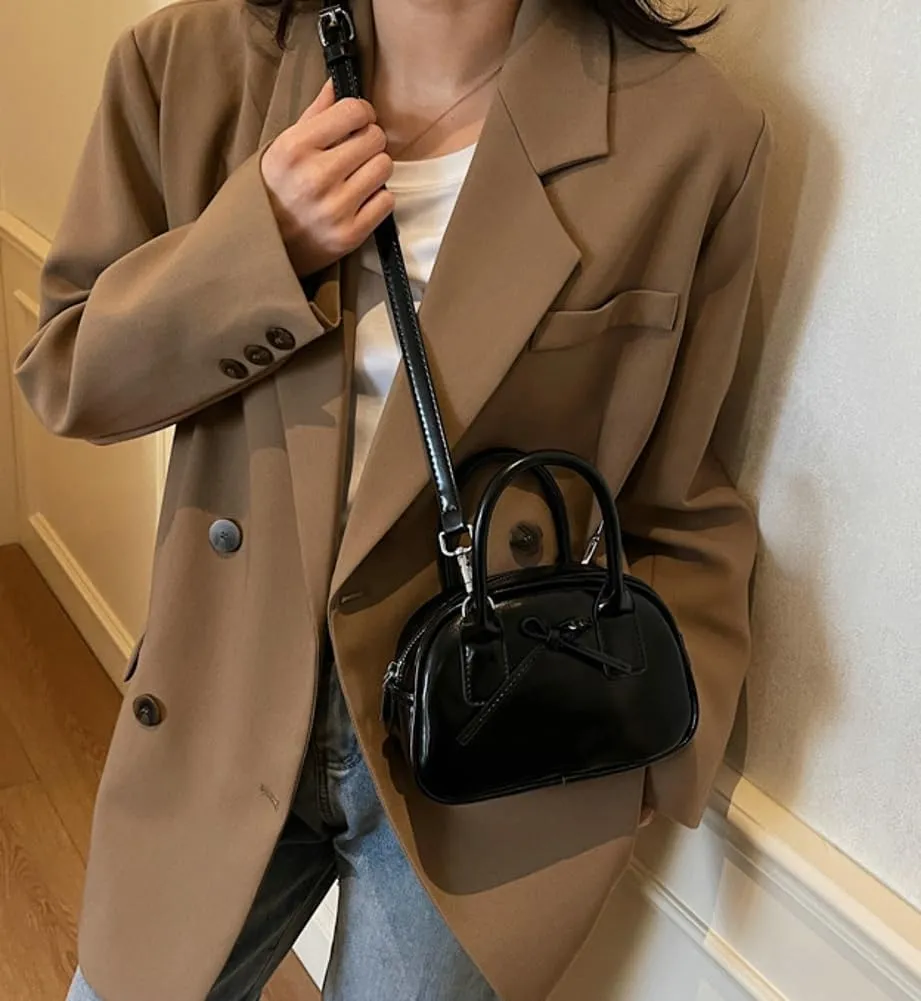 Womens Small Shoulder Handbag Cute Bow-tie Boston Crossbody Bag Soft PU Leather Hobo Bag Stylish Purse 2025