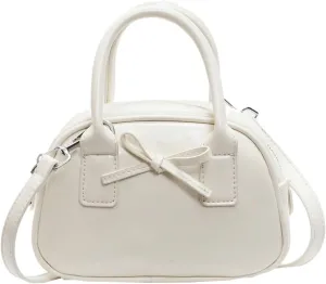 Womens Small Shoulder Handbag Cute Bow-tie Boston Crossbody Bag Soft PU Leather Hobo Bag Stylish Purse 2025