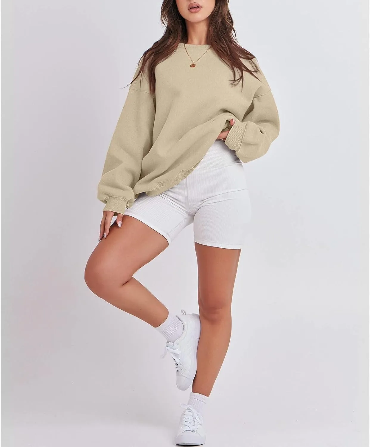 Women's Sweatshirts Hoodies Crewneck Oversized Fleece Pullover Sweaters Cute Top Y2K Teen Girls Preppy Clothes 2024