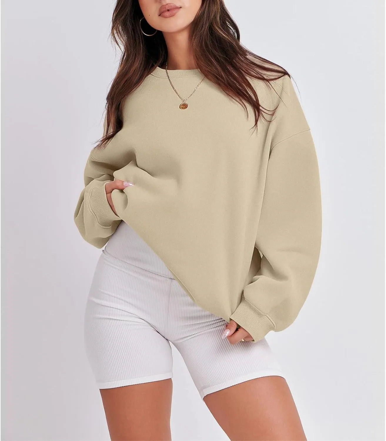 Women's Sweatshirts Hoodies Crewneck Oversized Fleece Pullover Sweaters Cute Top Y2K Teen Girls Preppy Clothes 2024