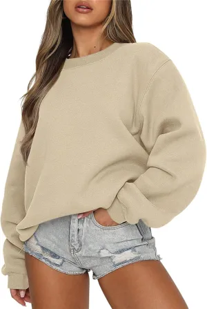 Women's Sweatshirts Hoodies Crewneck Oversized Fleece Pullover Sweaters Cute Top Y2K Teen Girls Preppy Clothes 2024