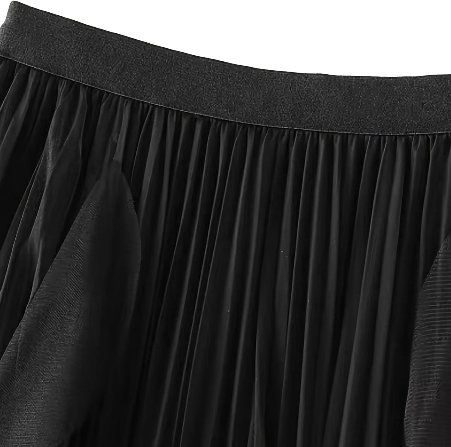 Women's Sweet Elastic Waist Tulle Skirt Asymmetrical Layered Ruffles Mesh Midi Tiered Skirt Prom Party Dance Skirts