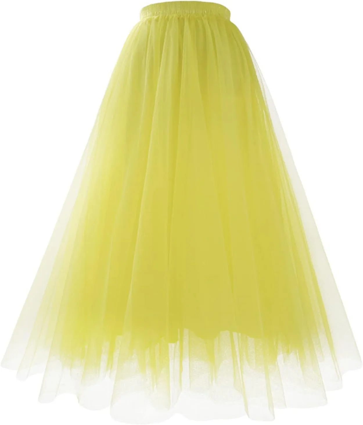 Women's Tiered Layered Mesh Ballet Trim Skirt Prom Party Tulle Tutu A Line Midi Skirt Womens Pleated Cheer Skirts