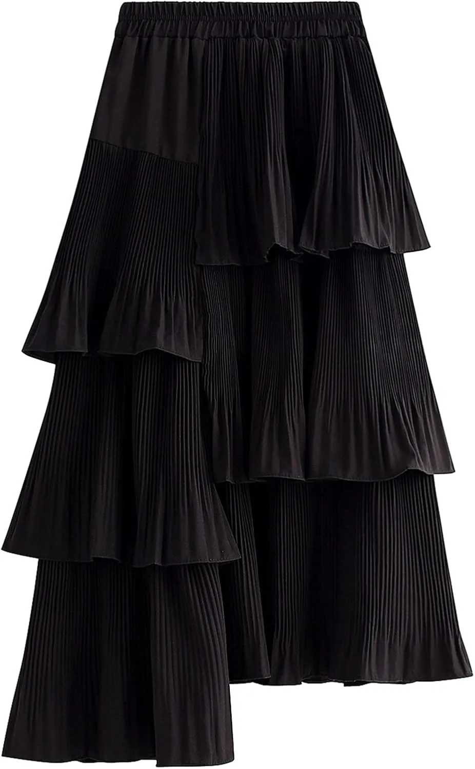 Womens Tulle Skirts Elastic Waisted Draped A-Line Pleated Long Skirt Stylish Comfy Midi Skirt