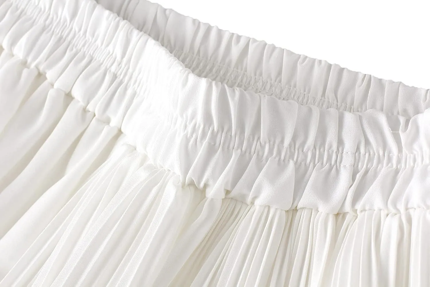 Womens Tulle Skirts Elastic Waisted Draped A-Line Pleated Long Skirt Stylish Comfy Midi Skirt
