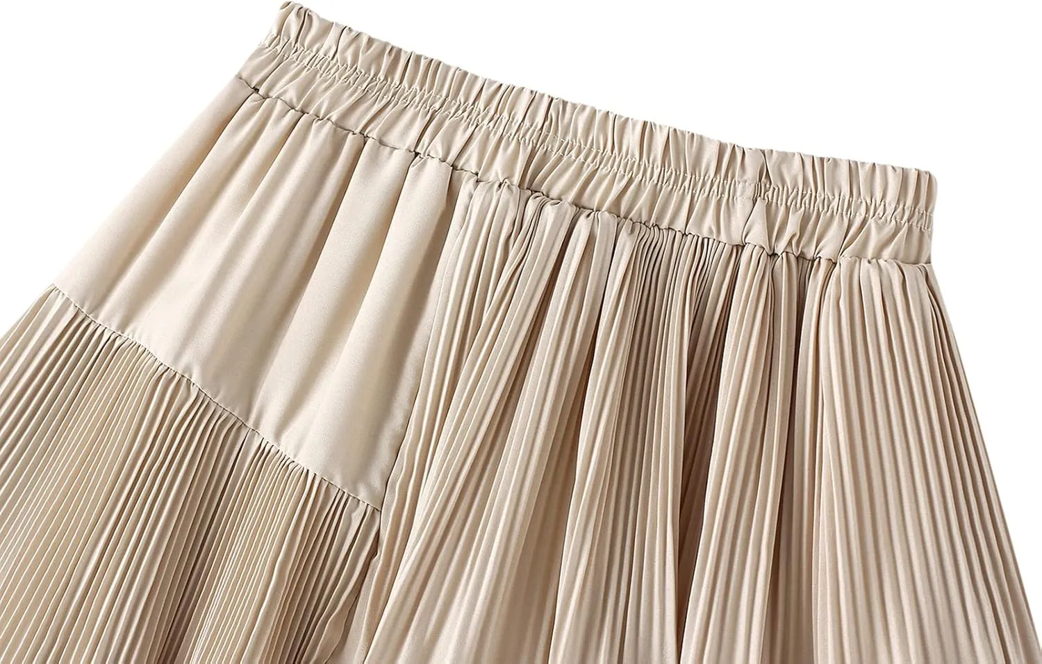 Womens Tulle Skirts Elastic Waisted Draped A-Line Pleated Long Skirt Stylish Comfy Midi Skirt