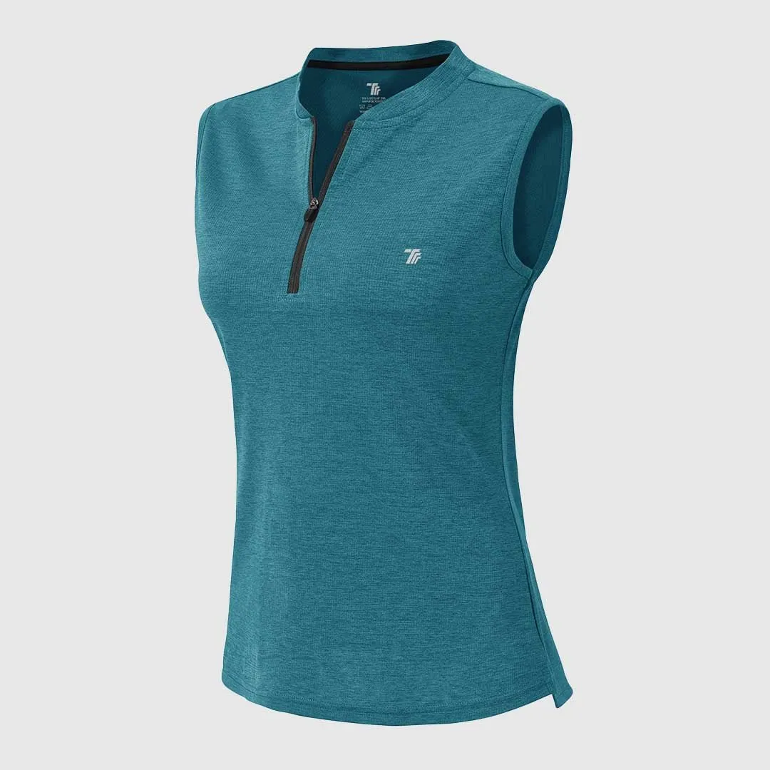 Women's UPF 50  Quick Dry Sleeveless Zip Shirts