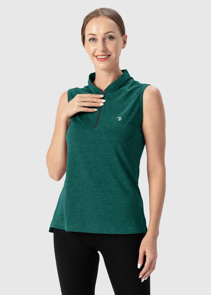 Women's UPF 50  Quick Dry Sleeveless Zip Shirts