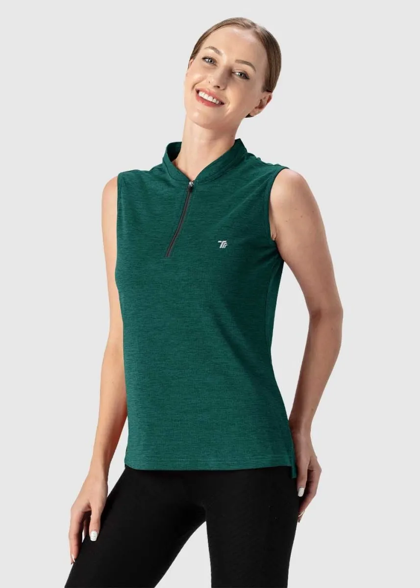 Women's UPF 50  Quick Dry Sleeveless Zip Shirts