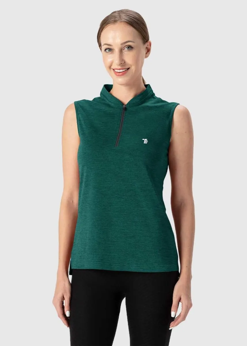 Women's UPF 50  Quick Dry Sleeveless Zip Shirts