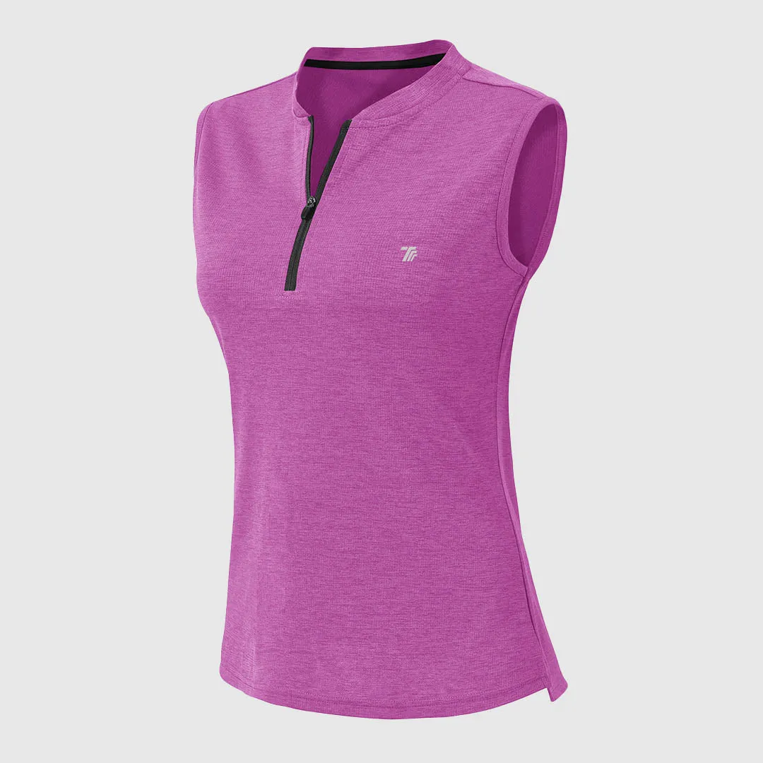 Women's UPF 50  Quick Dry Sleeveless Zip Shirts