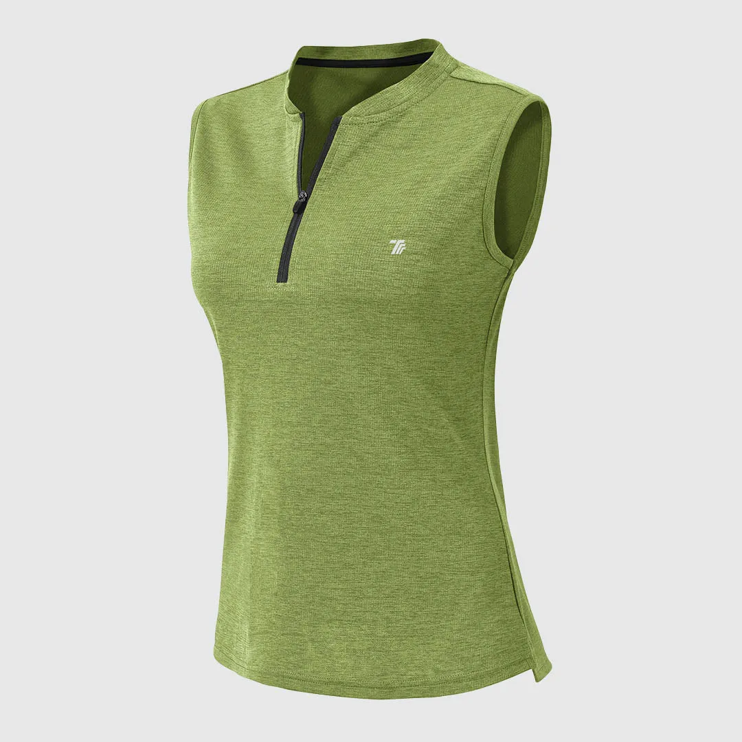 Women's UPF 50  Quick Dry Sleeveless Zip Shirts