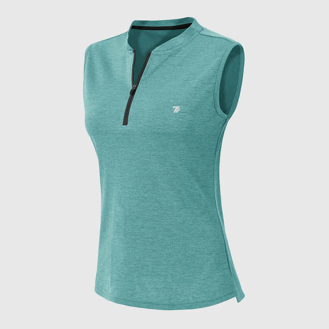 Women's UPF 50  Quick Dry Sleeveless Zip Shirts