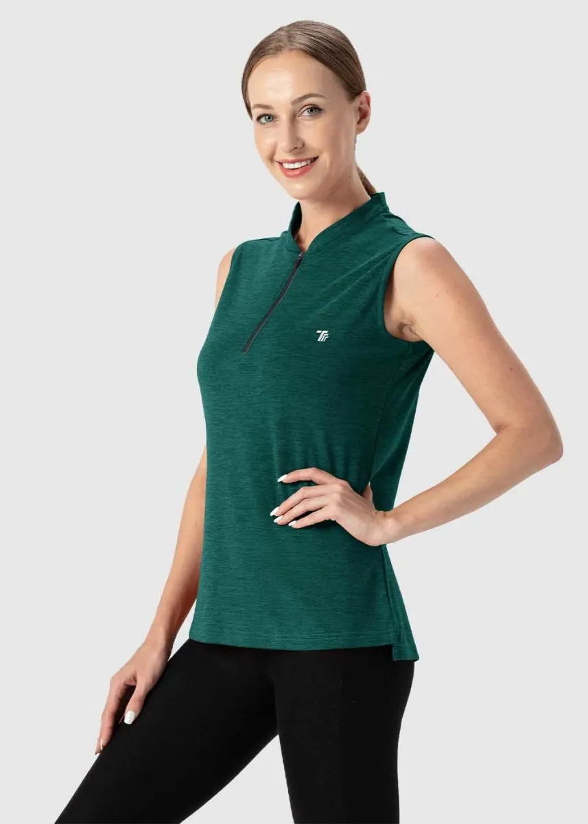 Women's UPF 50  Quick Dry Sleeveless Zip Shirts