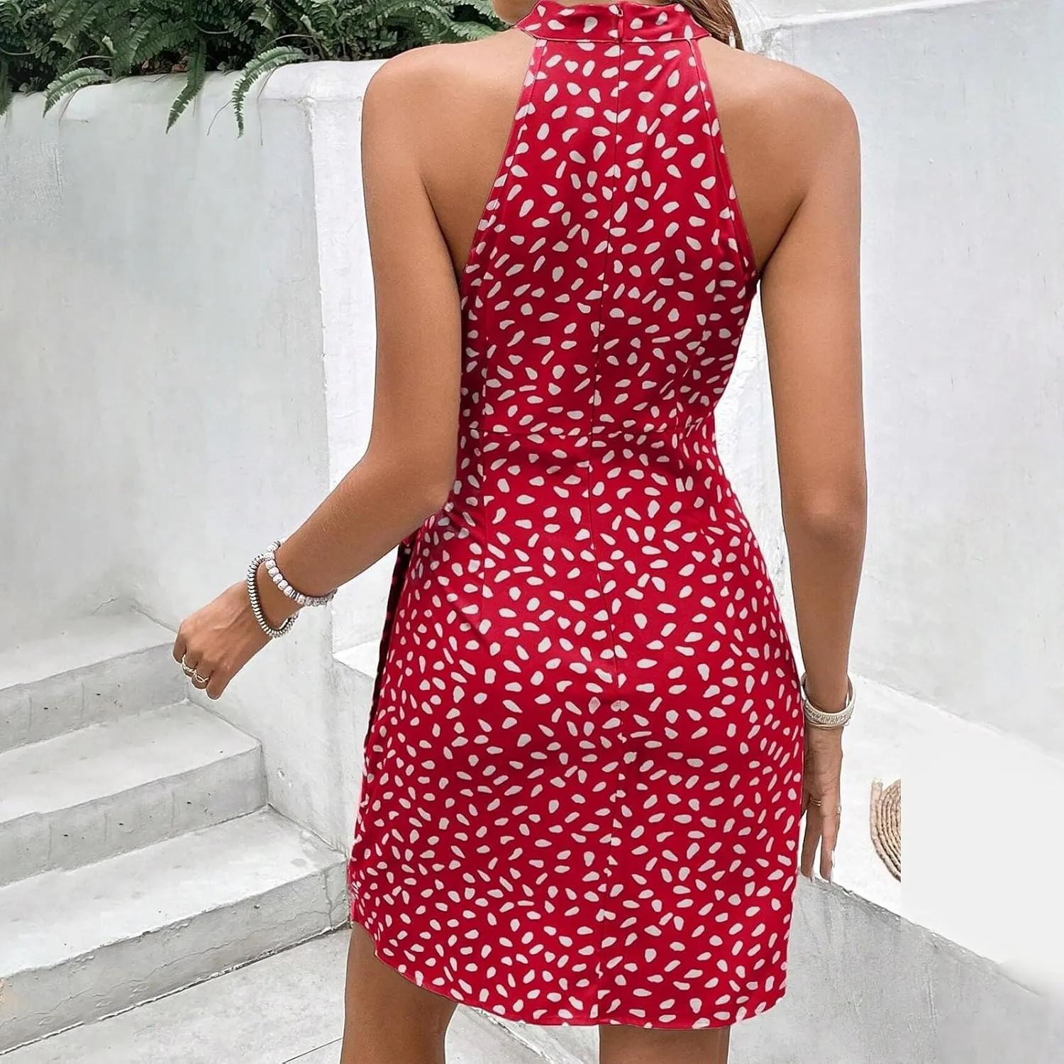 Women's Wedding Guest Dress Wrap V Neck Tiered Belted Short Flared Sleeve Boho Floral Print Dress for Graduation