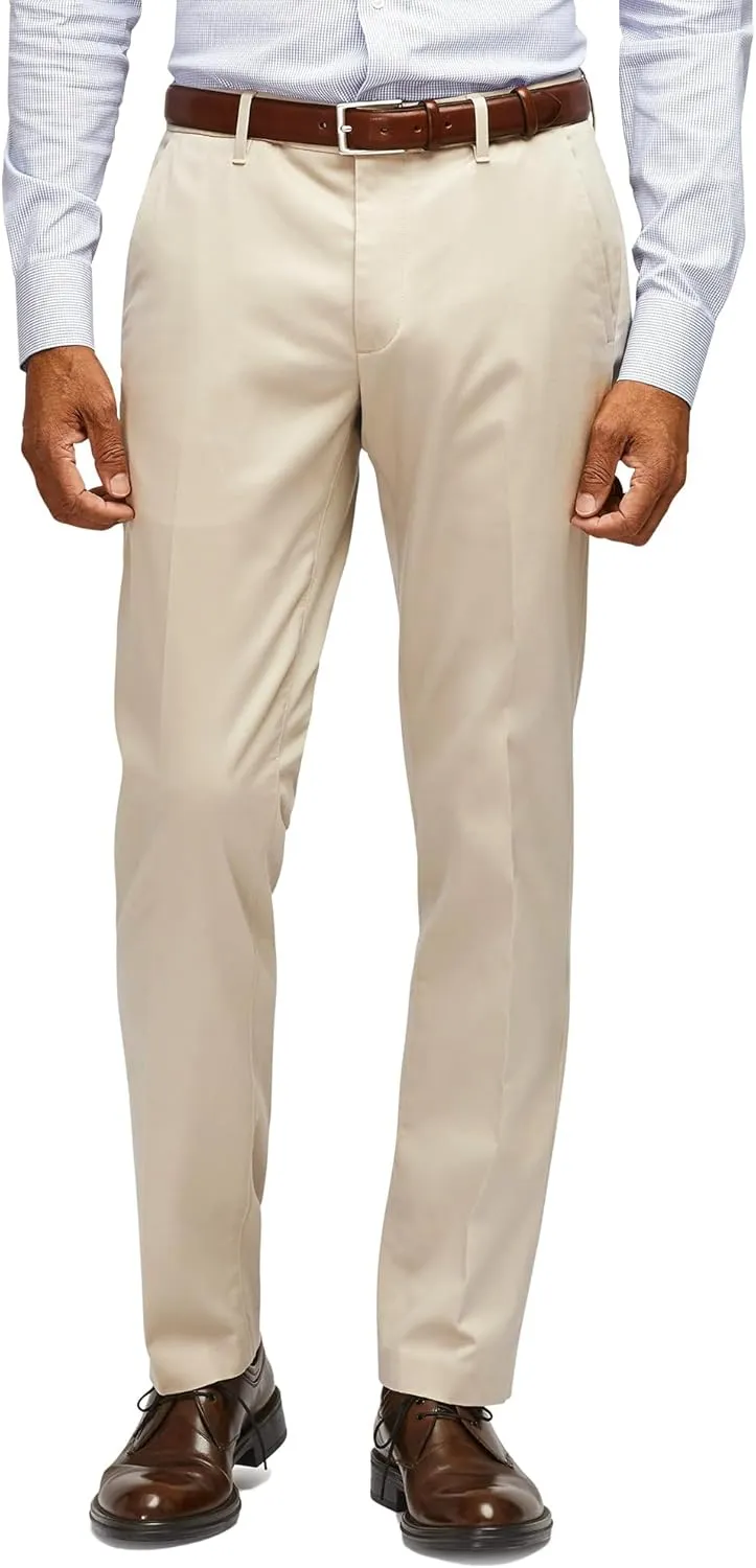 YUCENFU Men's Slim Fit Flat Front Dress Pant Expandable Waist Fashion Colored Tapered Slacks