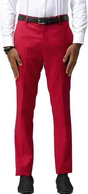 YUCENFU Men's Slim Fit Flat Front Dress Pant Expandable Waist Fashion Colored Tapered Slacks